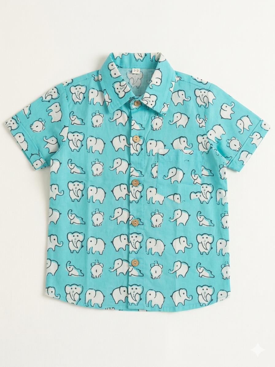 Elephant Print Cotton Shirt