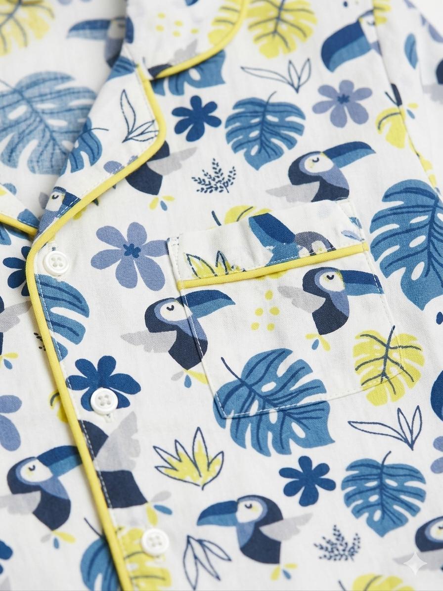 Tropical Toucan Cotton Night Suit