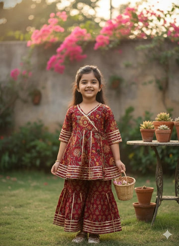 Royal Maroon Sharara Set