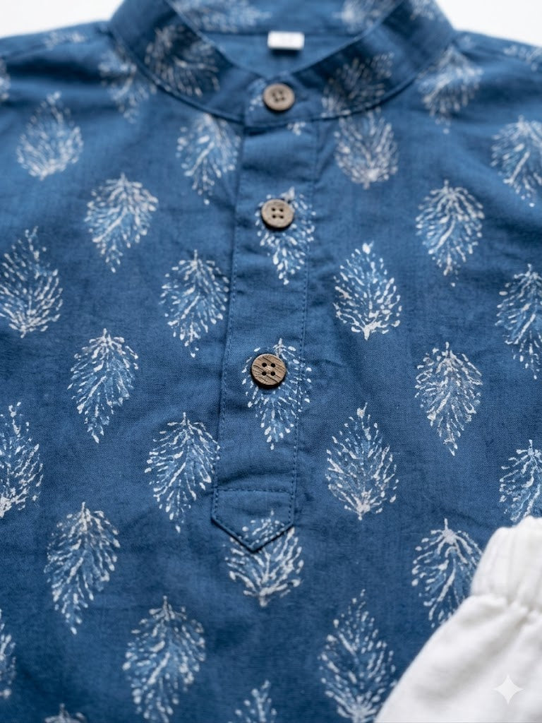 Indigo block Print Kurta Set