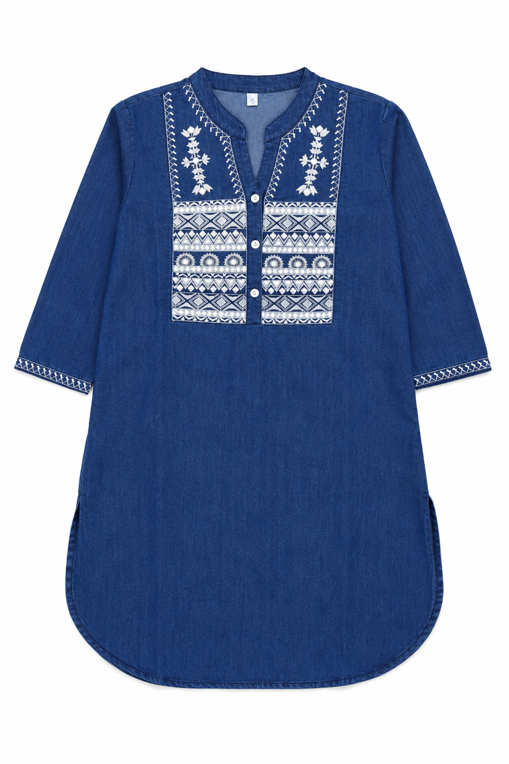 Blue Embroidered Denim Kurti