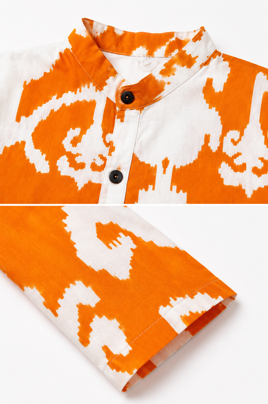 Orange & White Cotton Kurta Pajama Set