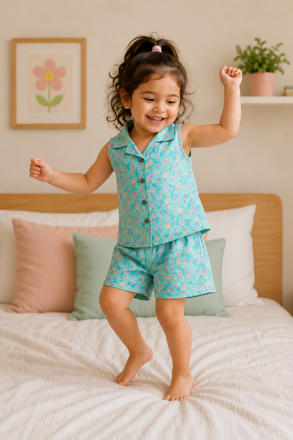 Aqua Floral Cotton Co-ord Set