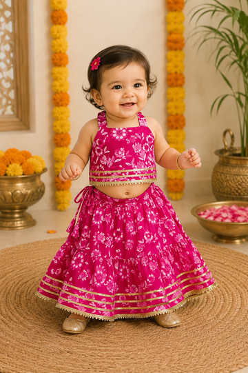 Pink Floral Lehenga Choli