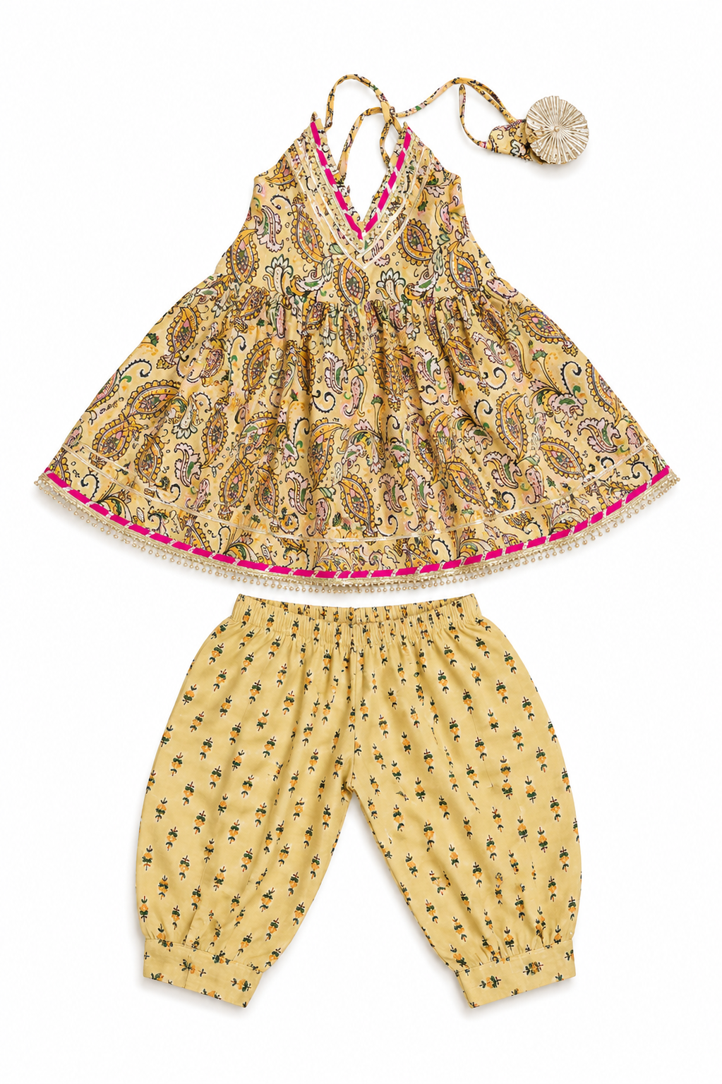 Yellow Halter Neck Top & Pants Set