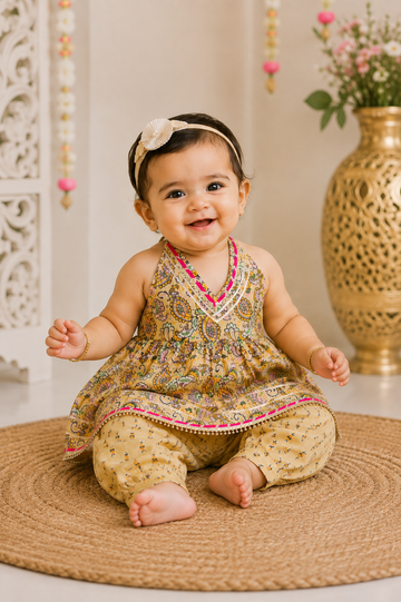 Yellow Halter Neck Top & Pants Set