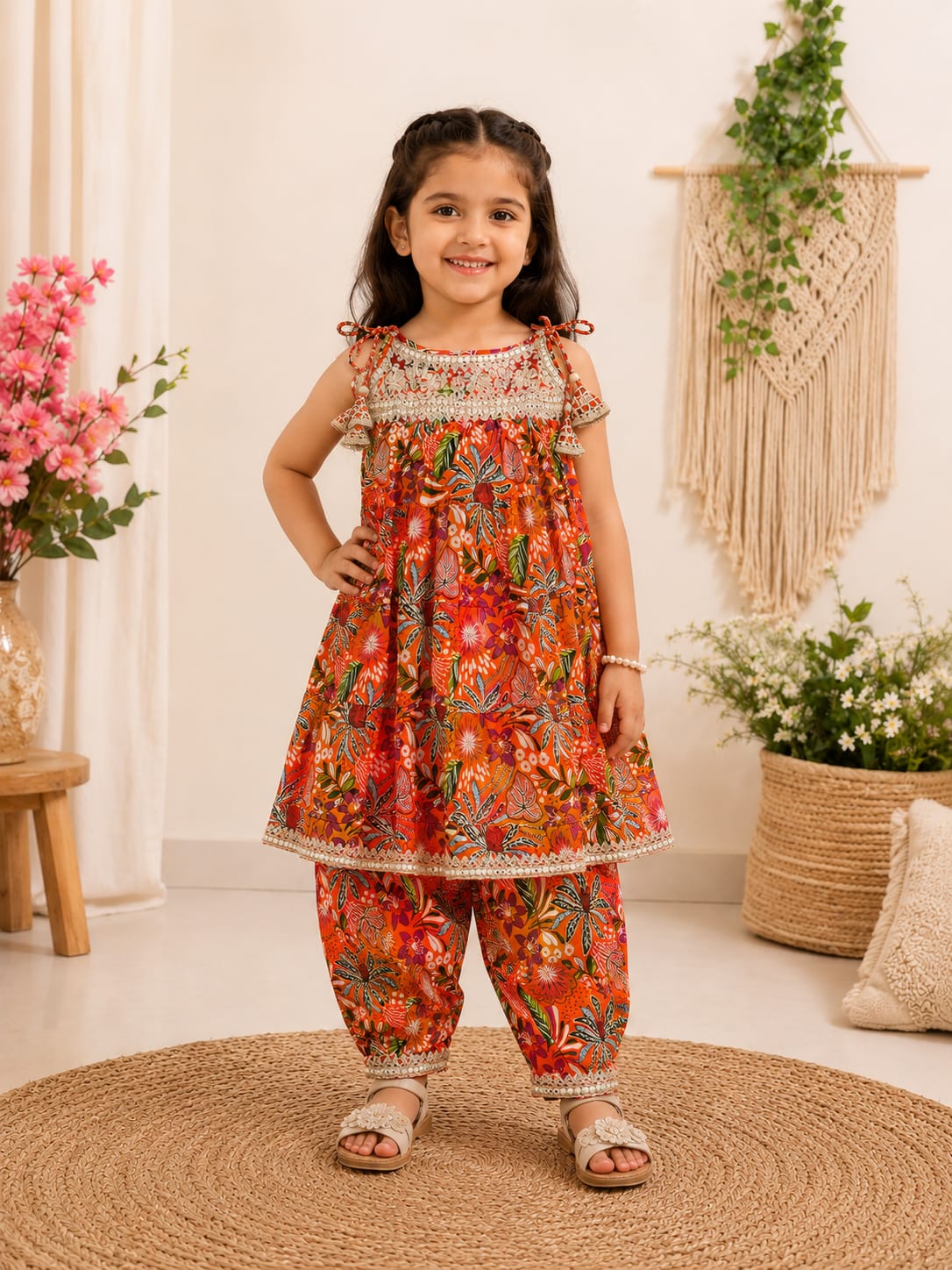 Floral Dori Shoulder with Afghani Pant