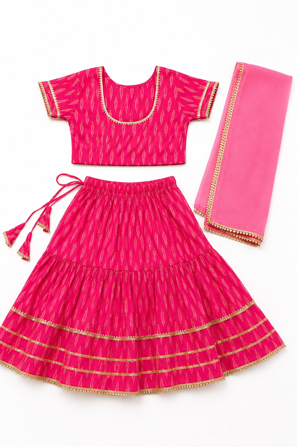 Pink Printed Lehenga Choli with Dupatta