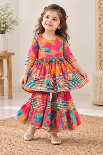 Multicolour Kurti Sharara Set