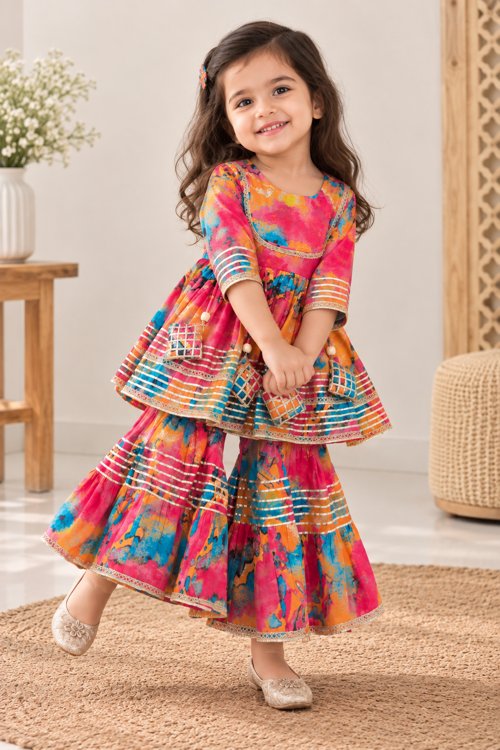 Multicolour Kurti Sharara Set