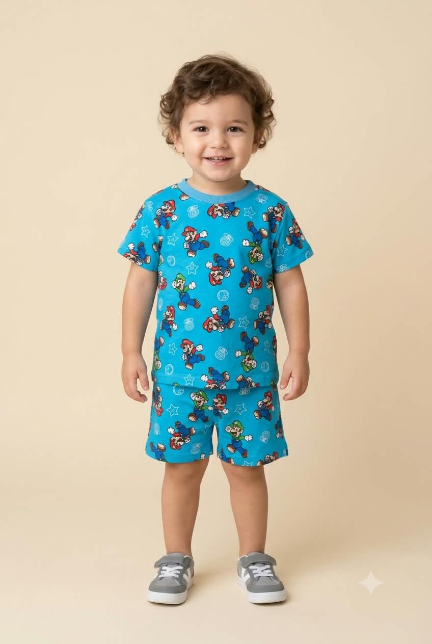 Mario Printed T-Shirt & Shorts Co-ord Set