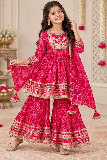 Magenta Kurti Sharara Set with Dupatta