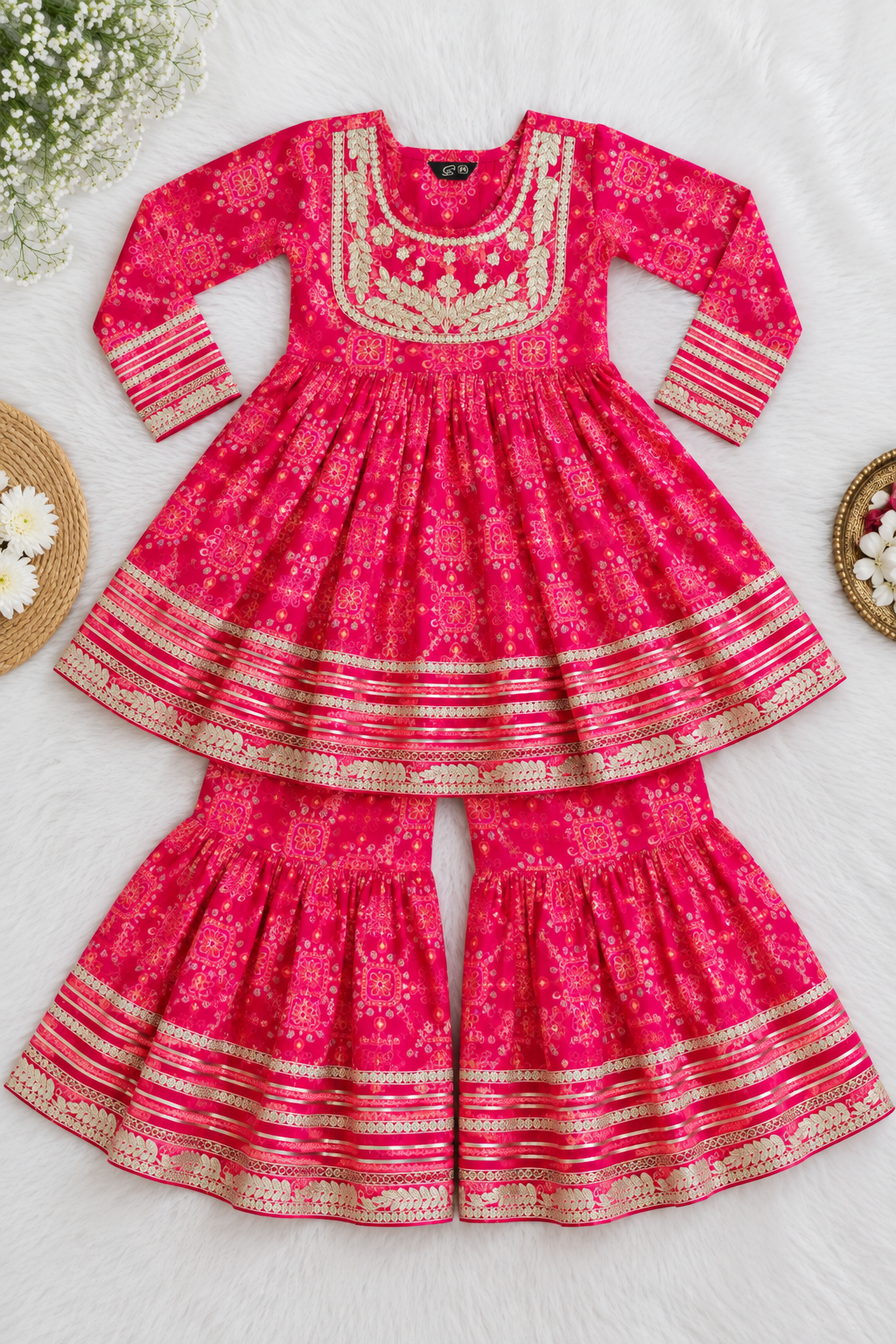 Magenta Kurti Sharara Set with Dupatta