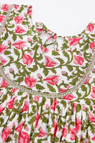 Floral Cotton Peplum Top & Pant Set