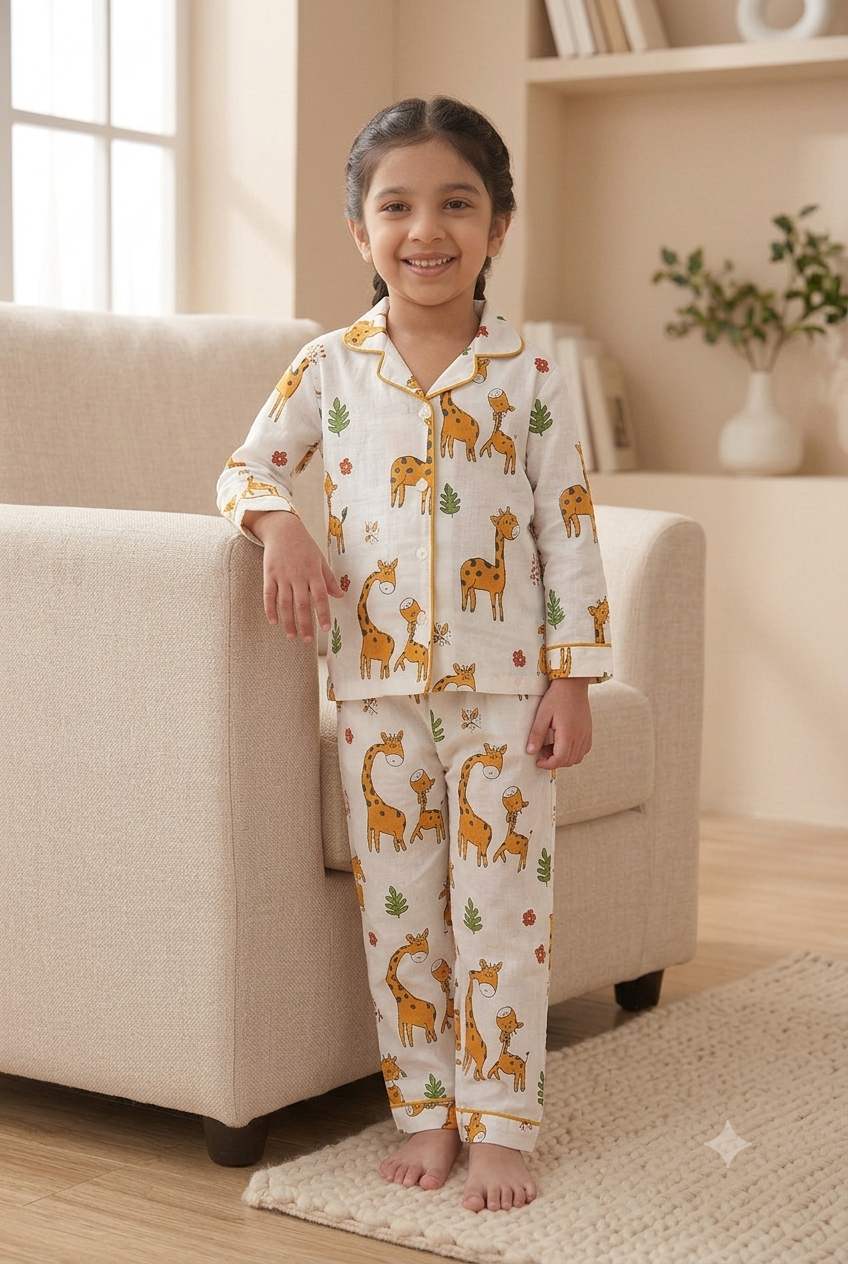 Pure Cotton Giraffe Print Night Suit