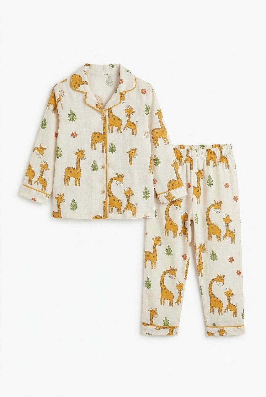 Pure Cotton Giraffe Print Night Suit
