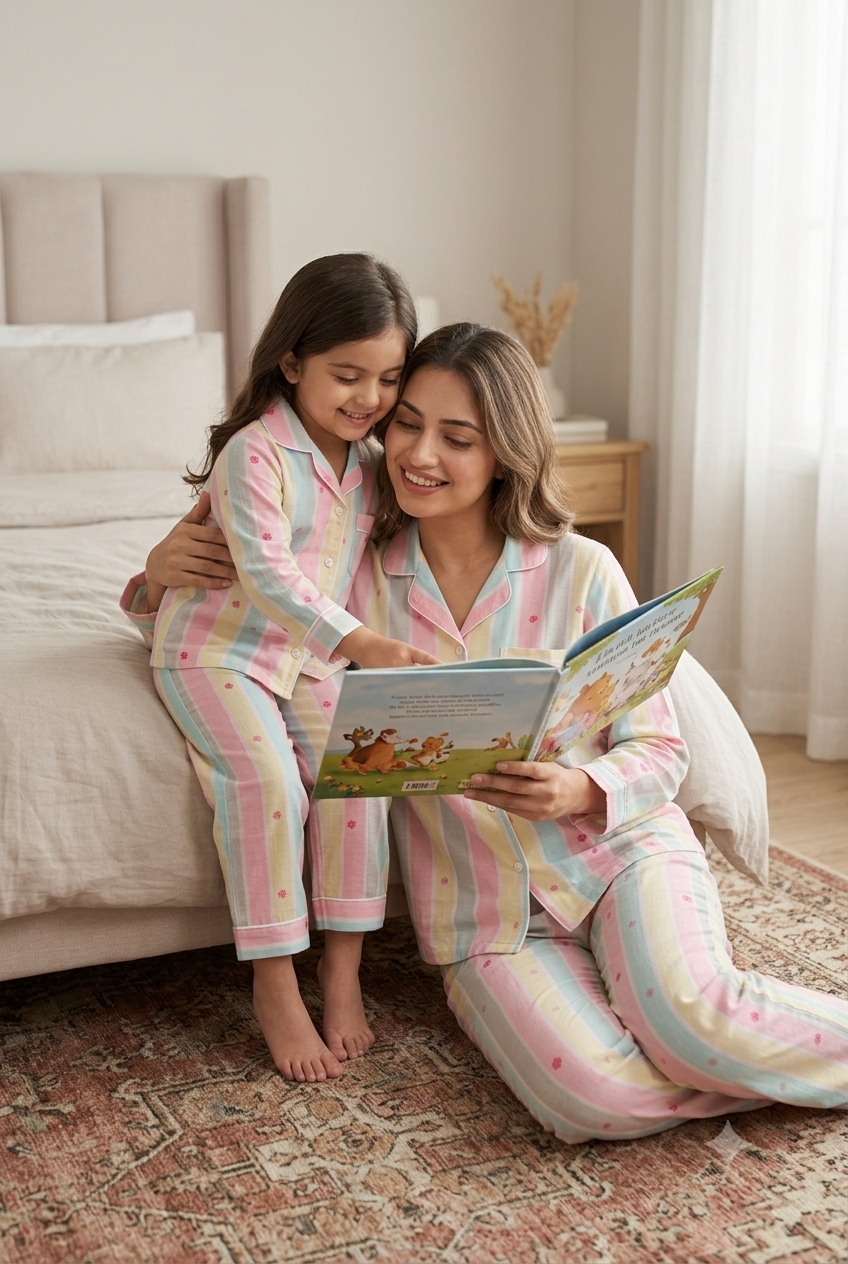Pastel Stripe Cotton Night Suit