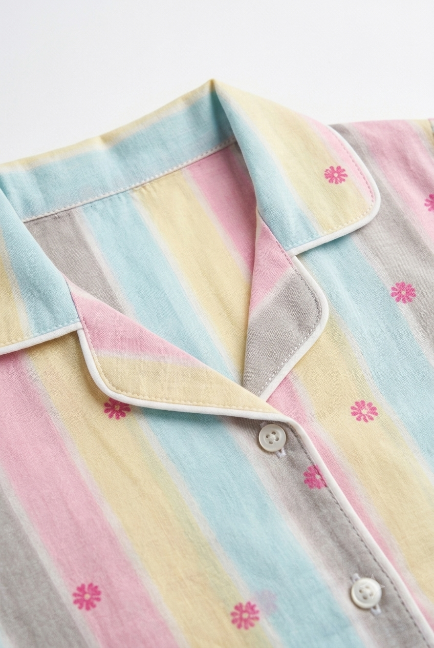 Pastel Stripe Cotton Night Suit