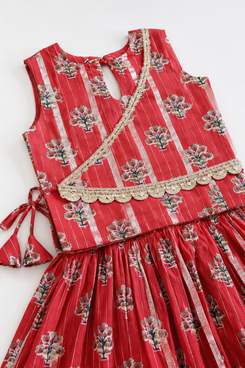 Red Cotton Lehenga Choli Set