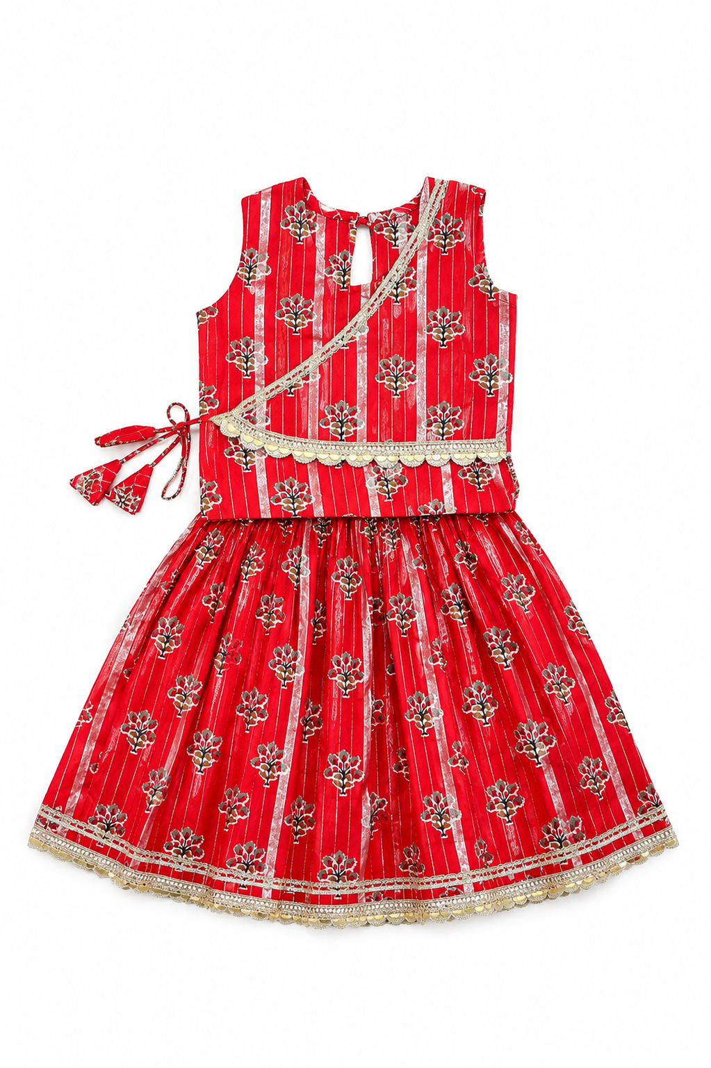 Red Cotton Lehenga Choli Set