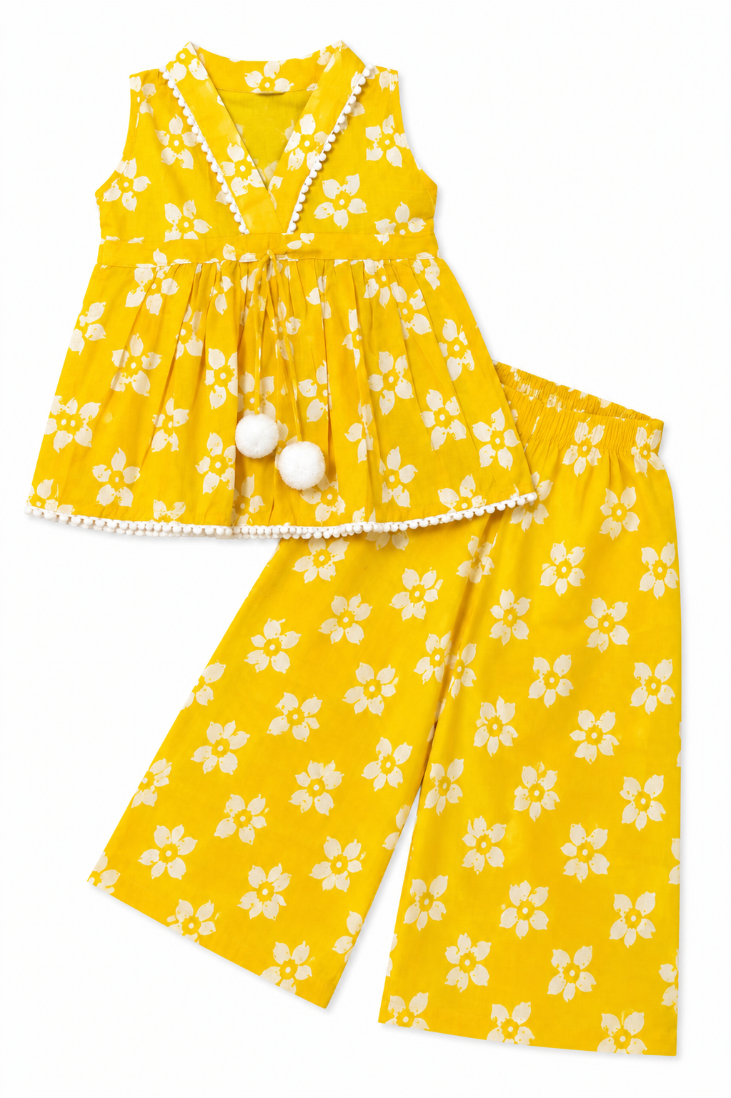 Yellow Peplum Top & Palazzo Set