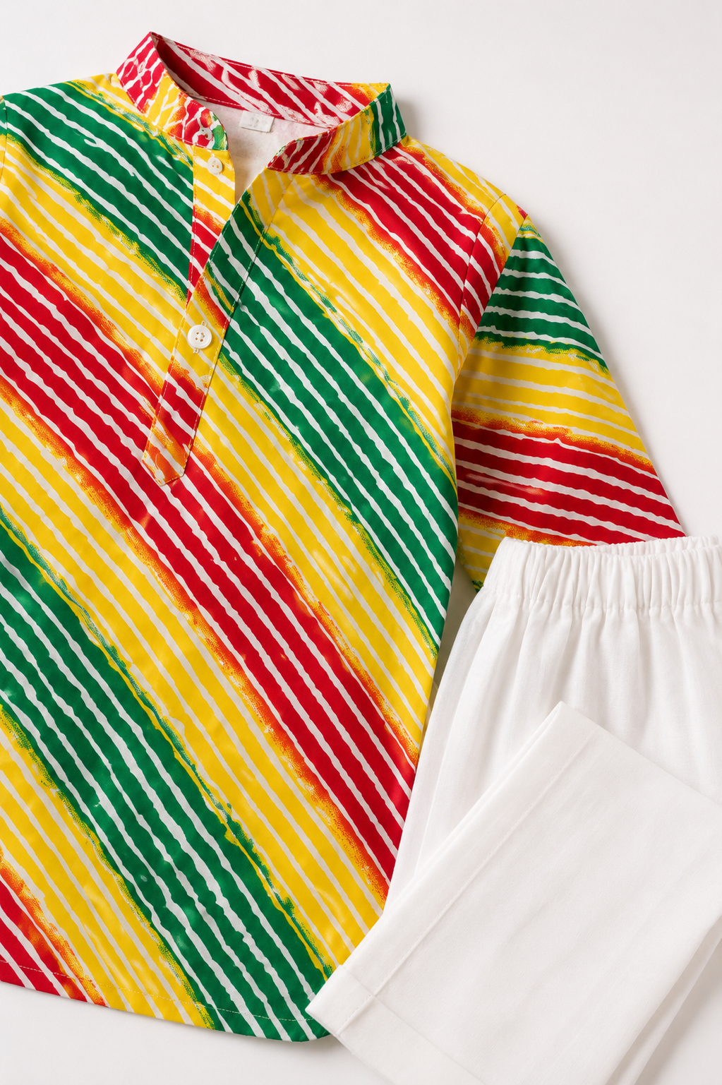 Multicolor Leheriya Print Pure Cotton Kurta Pyjama Set
