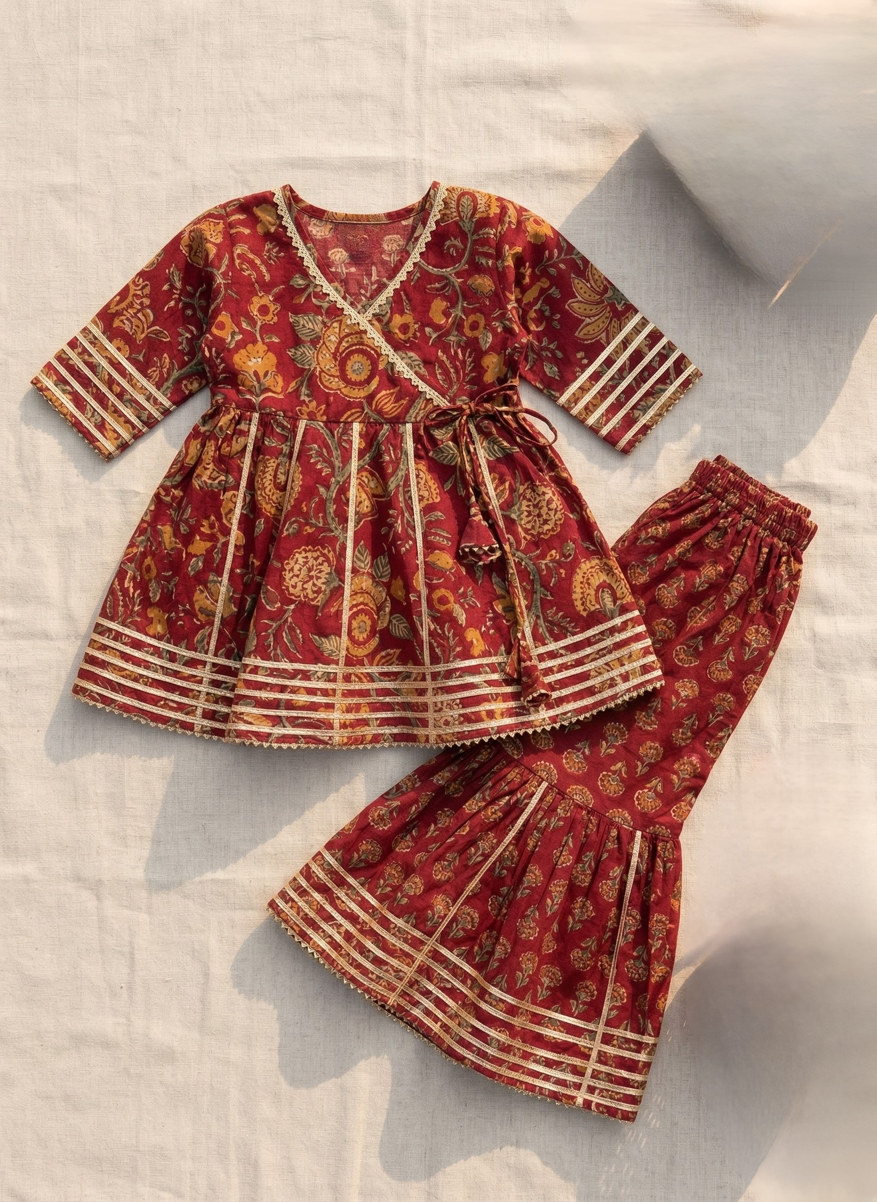 Royal Maroon Sharara Set