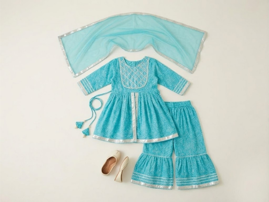 Aqua Elegance Sharara Set with Dupatta