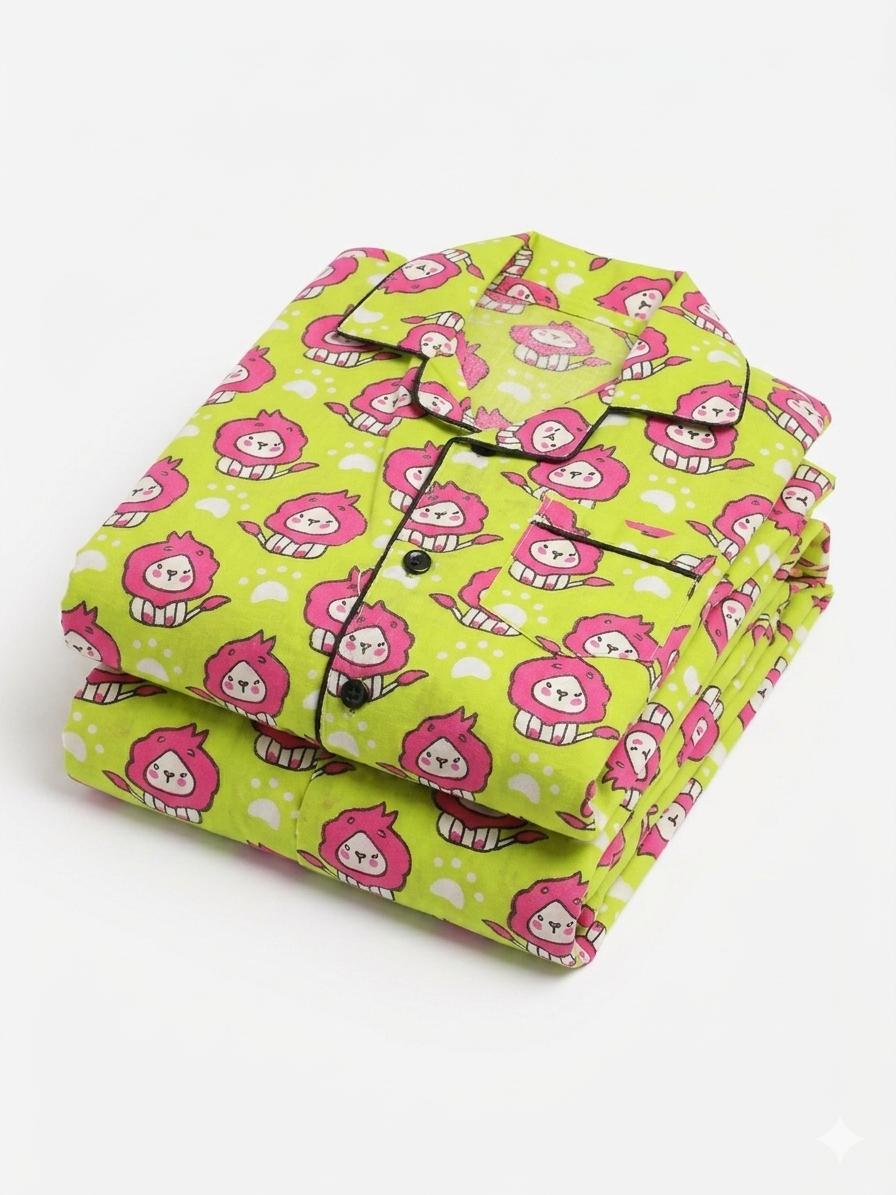 Cute Cartoon Print Full Sleeve Night Suit