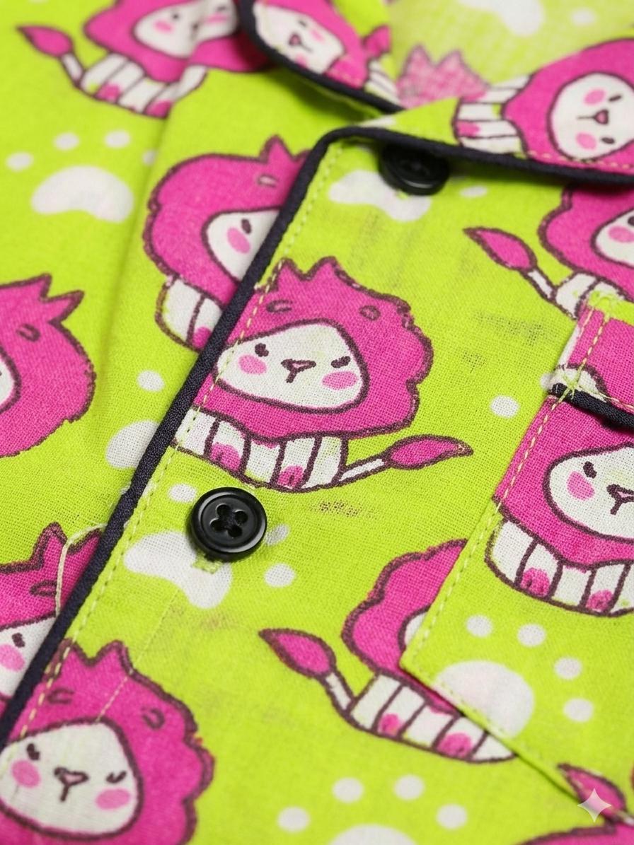 Cute Cartoon Print Full Sleeve Night Suit