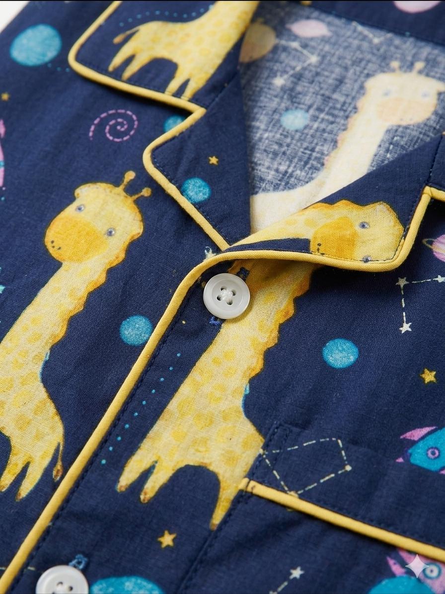 Space & Giraffe Print Night Suit