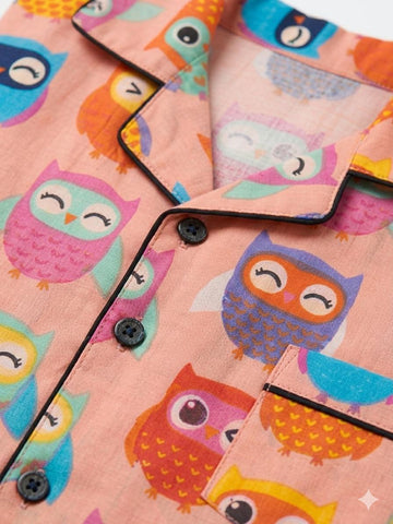 Sleepy Owl Cotton Night Suit