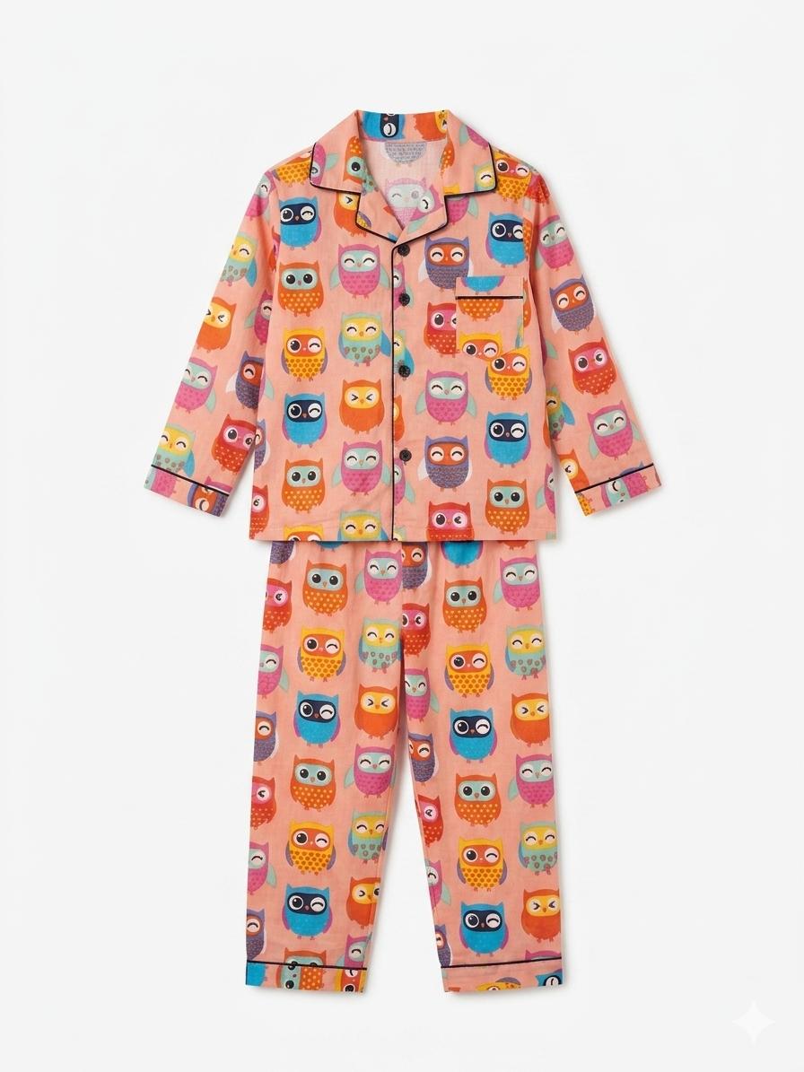 Sleepy Owl Cotton Night Suit