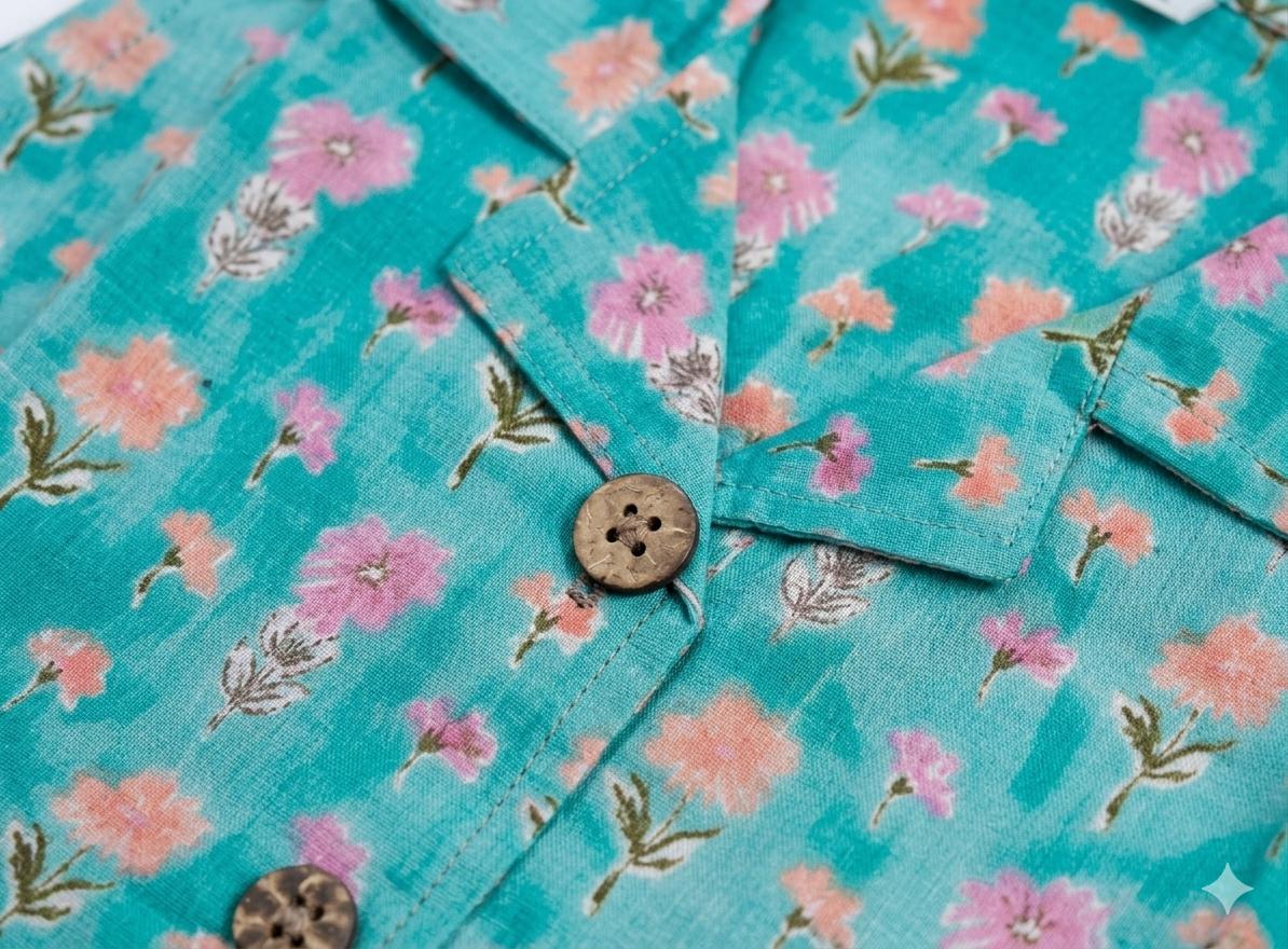 Aqua Floral Cotton Co-ord Set