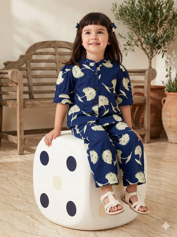 Navy Blue Floral Co-ord Set