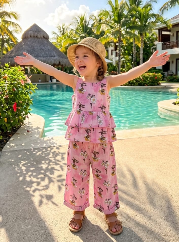 Pink Floral Peplum Co-ord Set