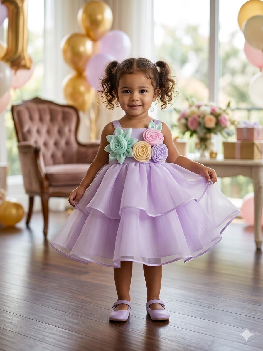 Lavender Floral Party Frock