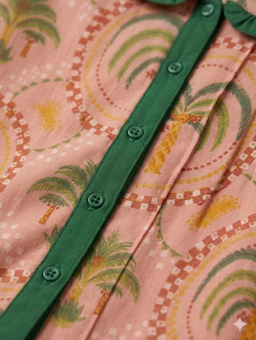 Pink Printed Cotton Night Suit