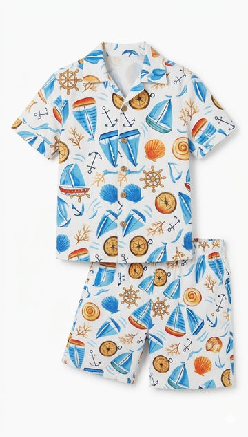 Nautical Print Cotton Co-ord Set