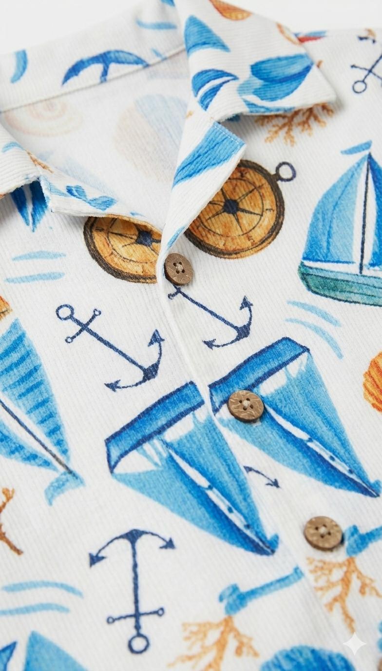 Nautical Print Cotton Co-ord Set