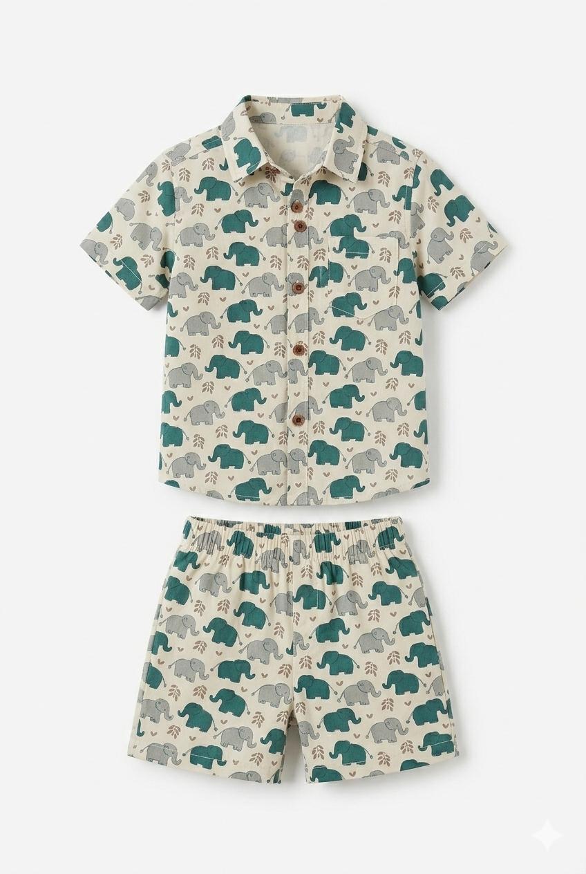 Elephant Print Cotton Co-ord Set