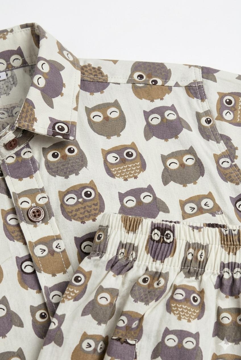 Owl Print Cotton Co-ord Set