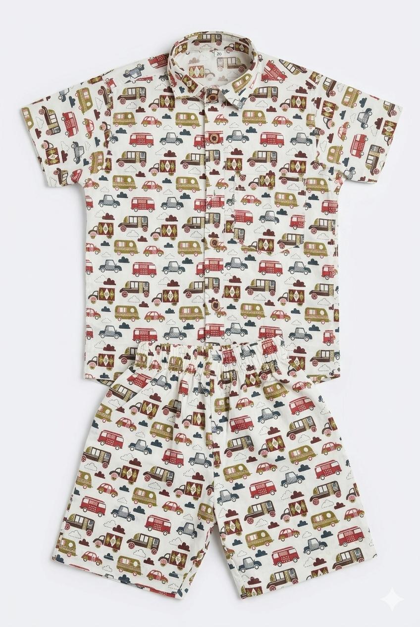 Vehicle Print Cotton Co-ord Set