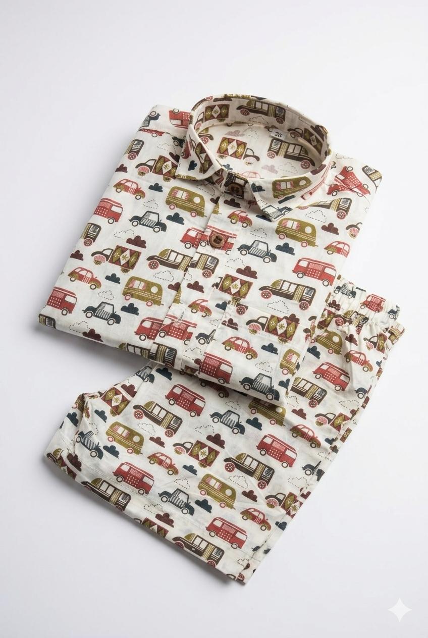 Vehicle Print Cotton Co-ord Set