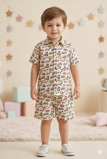 Vehicle Print Cotton Co-ord Set