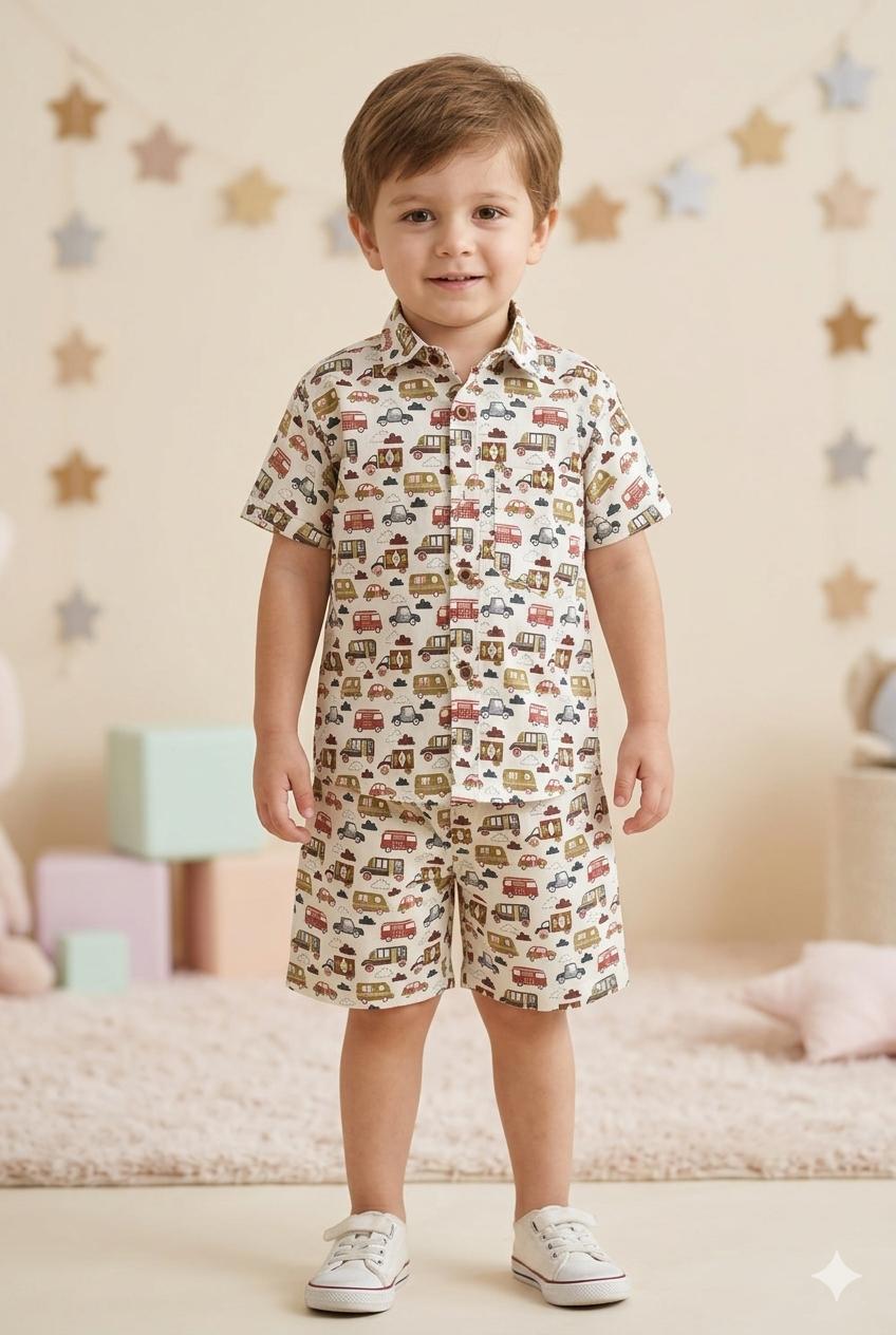 Vehicle Print Cotton Co-ord Set