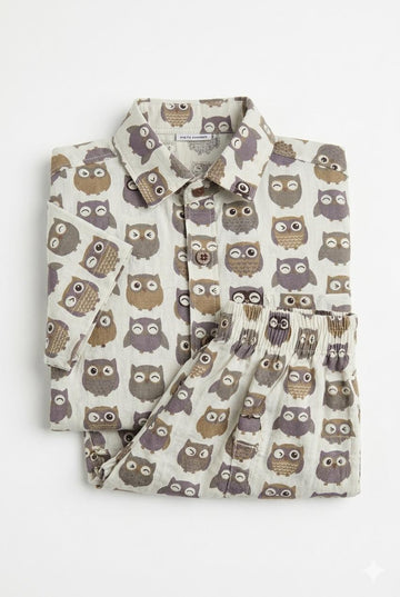 Owl Print Cotton Co-ord Set