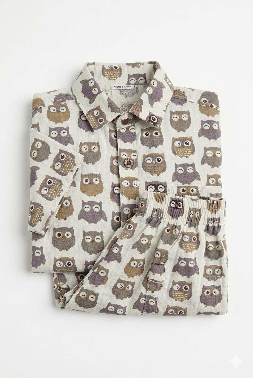 Owl Print Cotton Co-ord Set