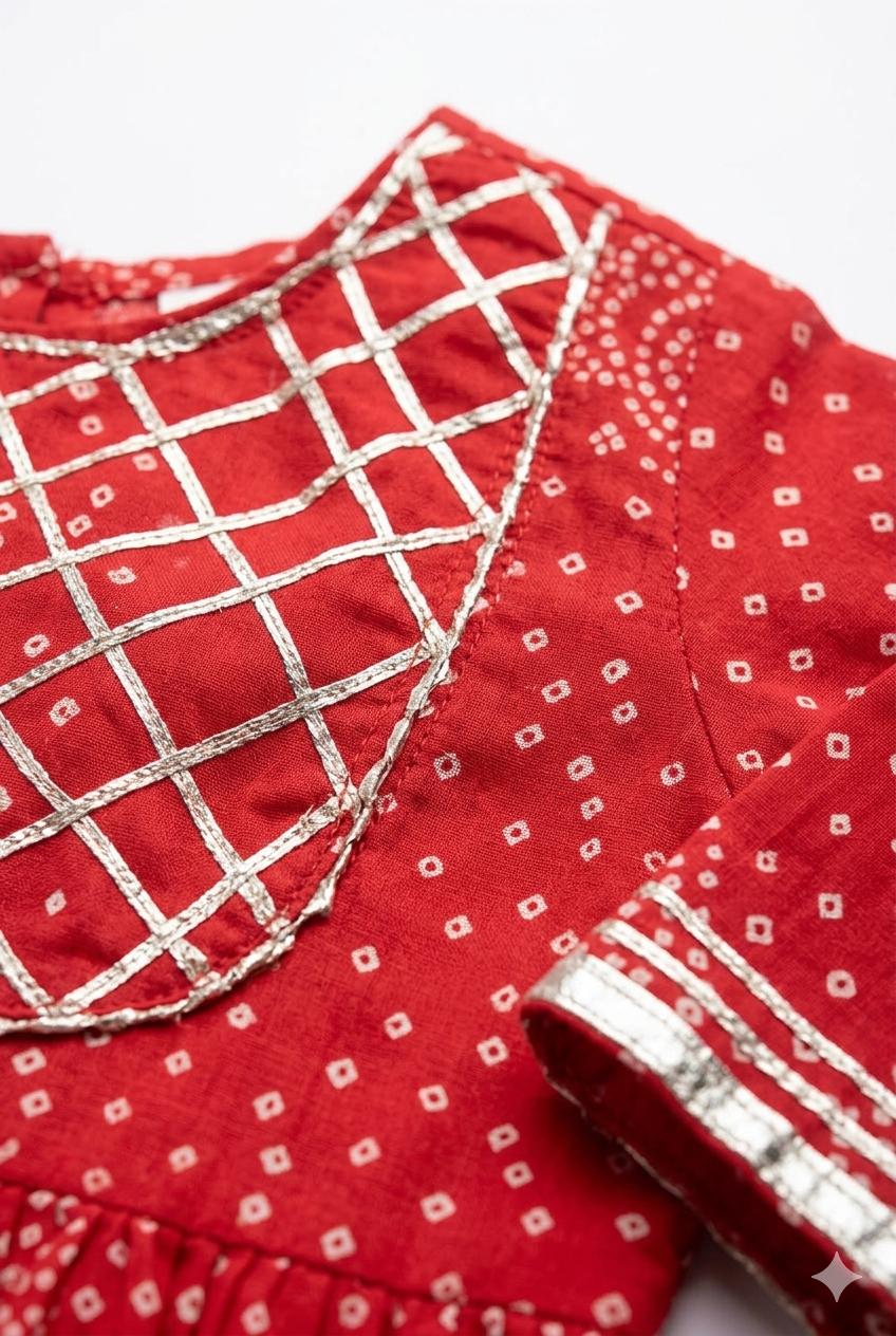 Red Bandhani Sharara Set with Dupatta