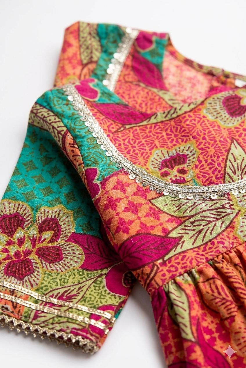 Pink Floral Sharara Set with Dupatta